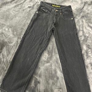 Avirex Men's Black Straight Denim Jeans Embroidered Back Pockets Retro Style